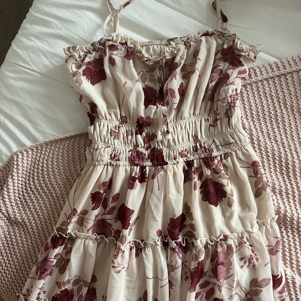 Pink and maroon floral dress